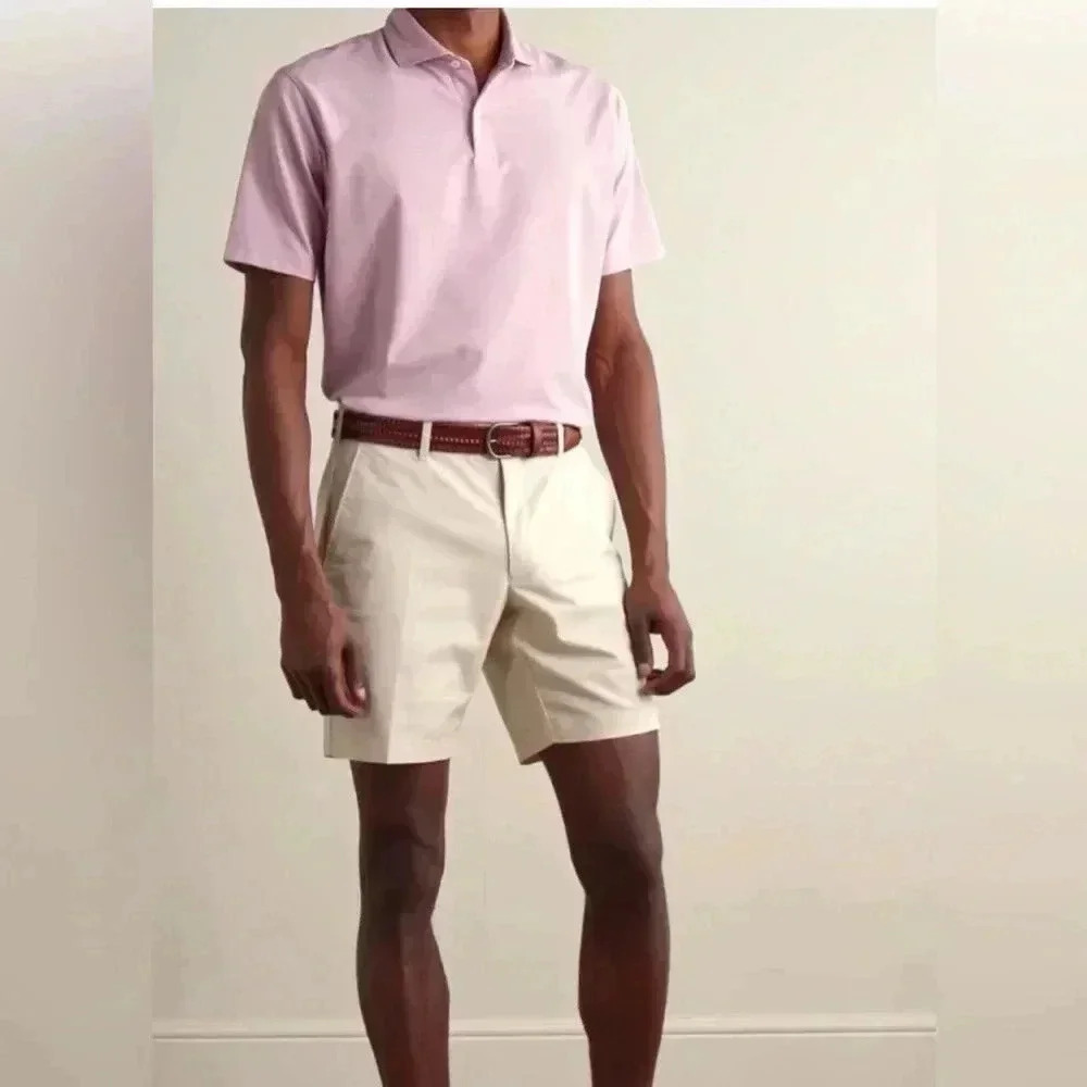 PETER MILLAR SHIRT CROWN CRAFTED STRETCH GOLF POLO PINK L